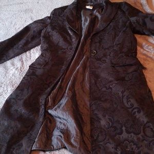 Long black brocade jacket womens large